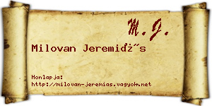Milovan Jeremiás névjegykártya