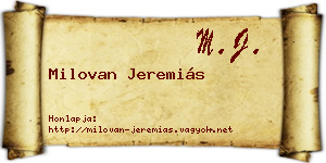 Milovan Jeremiás névjegykártya
